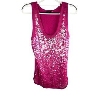 Magaschoni Pink Sequin Cashmere Tank Top | size medium